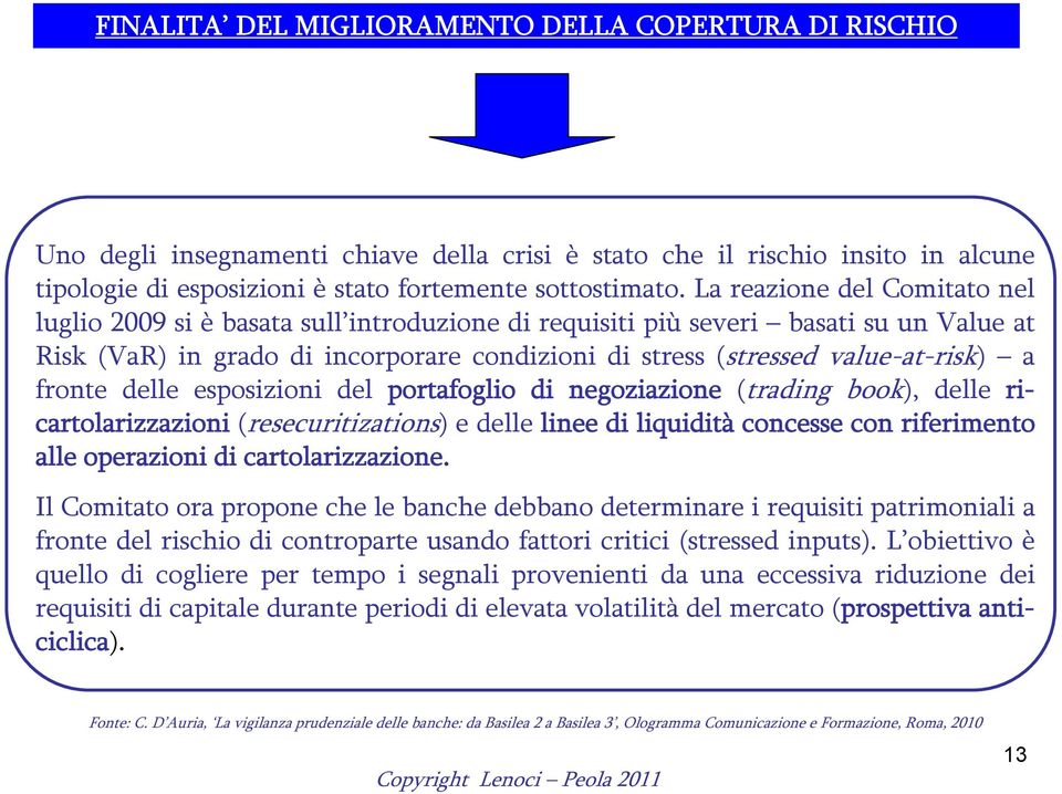 fronte delle esposizioni del portafoglio di negoziazione (trading book), delle ricartolarizzazioni (resecuritizations) e delle linee di liquidità concesse con riferimento alle operazioni di