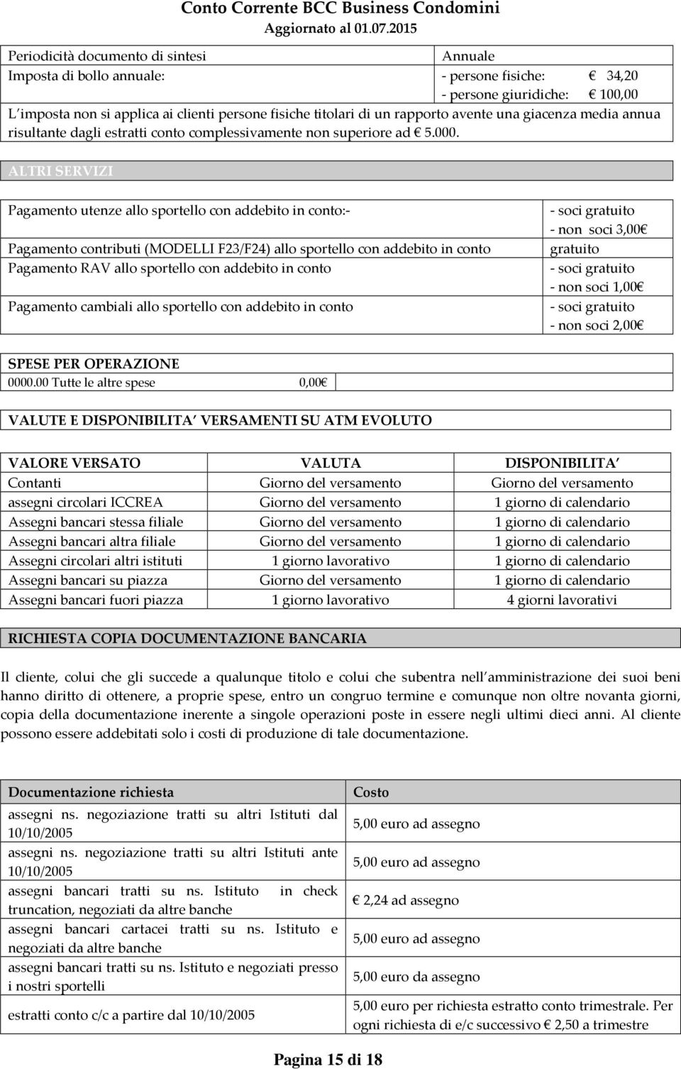 ALTRI SERVIZI Pagamento utenze allo sportello con addebito in conto:- Pagamento contributi (MODELLI F23/F24) allo sportello con addebito in conto Pagamento RAV allo sportello con addebito in conto