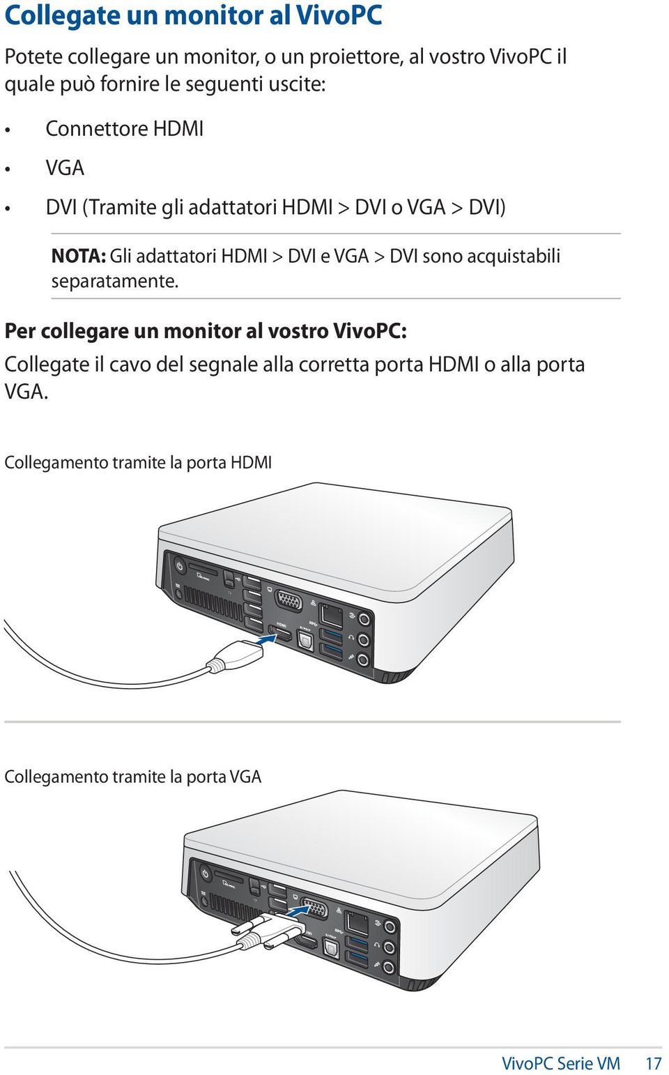 e VGA > DVI sono acquistabili separatamente.