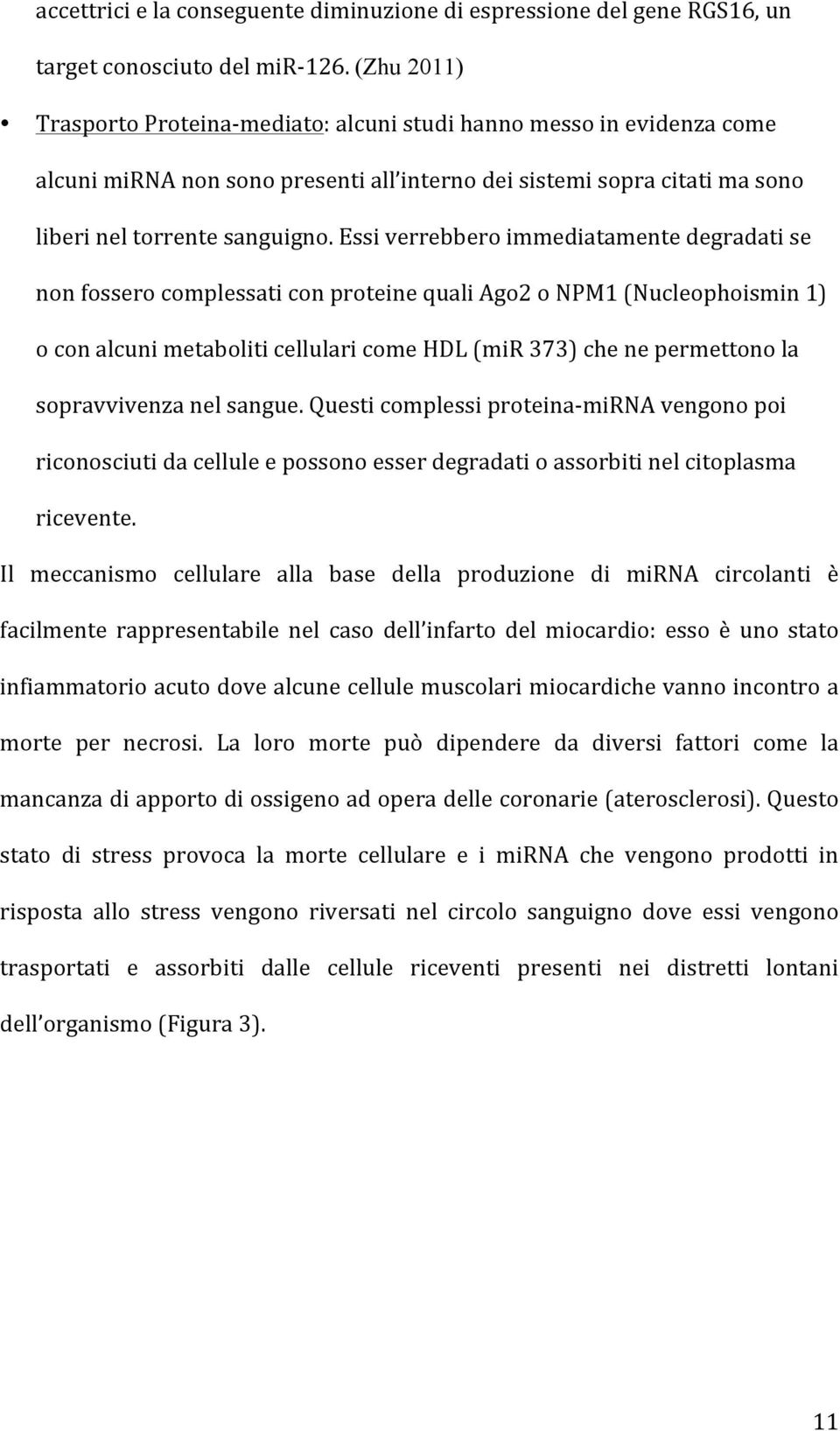 Essi verrebbero immediatamente degradati se non fossero complessati con proteine quali Ago2 o NPM1 (Nucleophoismin 1) o con alcuni metaboliti cellulari come HDL (mir 373) che ne permettono la