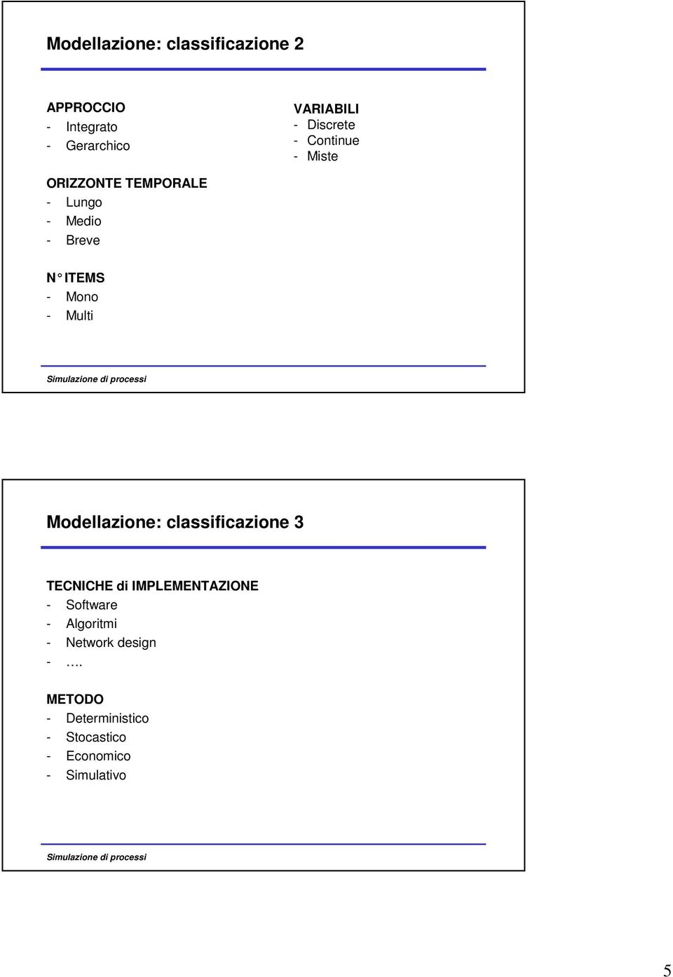 Mono - Multi Modellazione: classificazione 3 TECNICHE di IMPLEMENTAZIONE - Software