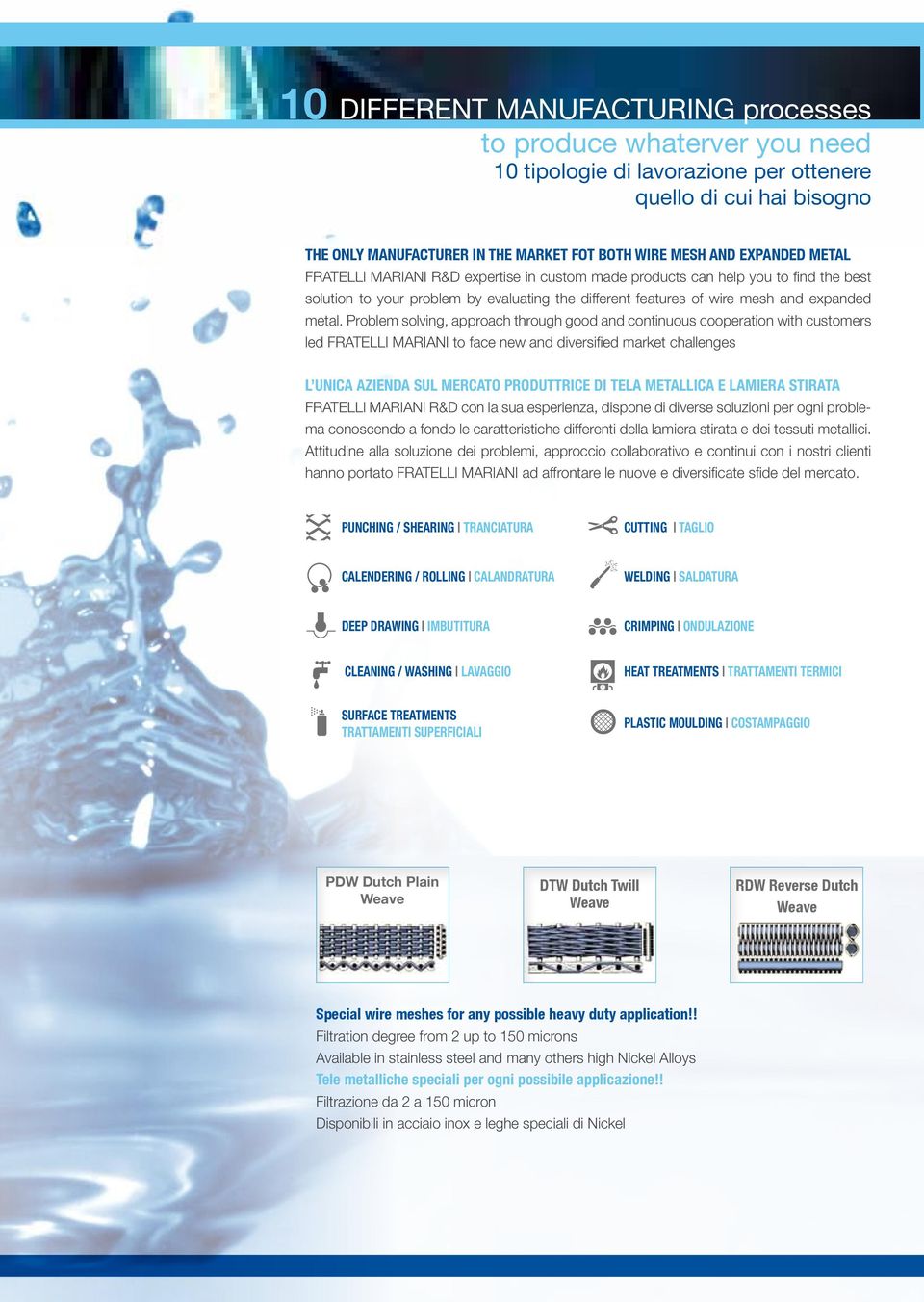 Problem solving, approach through good and continuous cooperation with customers led FRATELLI MARIANI to face new and diversified market challenges L UNICA AZIENDA SUL MERCATO PRODUTTRICE DI TELA