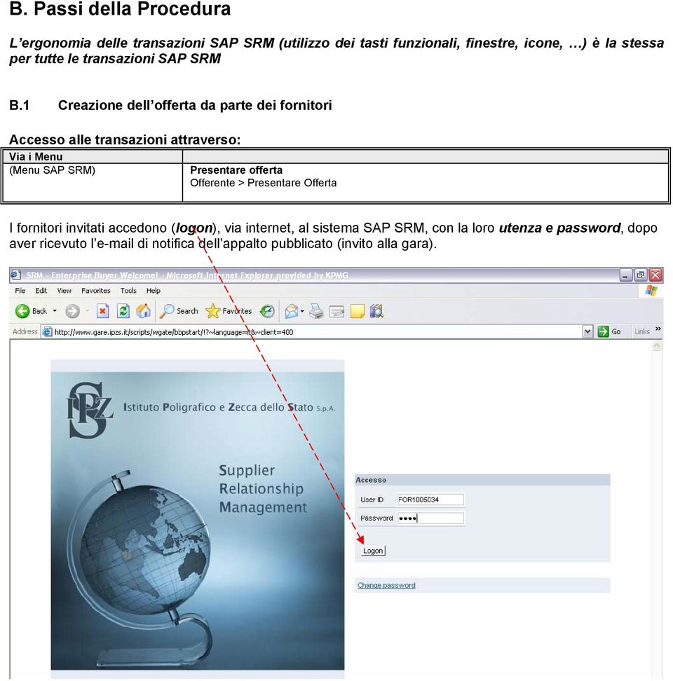 1 Creazione dell offerta da parte dei fornitori Accesso alle transazioni attraverso: Via i Menu (Menu SAP SRM) Presentare