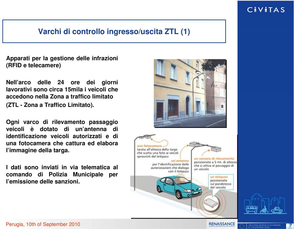 Ogni varco di rilevamento passaggio veicoli è dotato di un antenna di identificazione veicoli autorizzati e di una fotocamera che