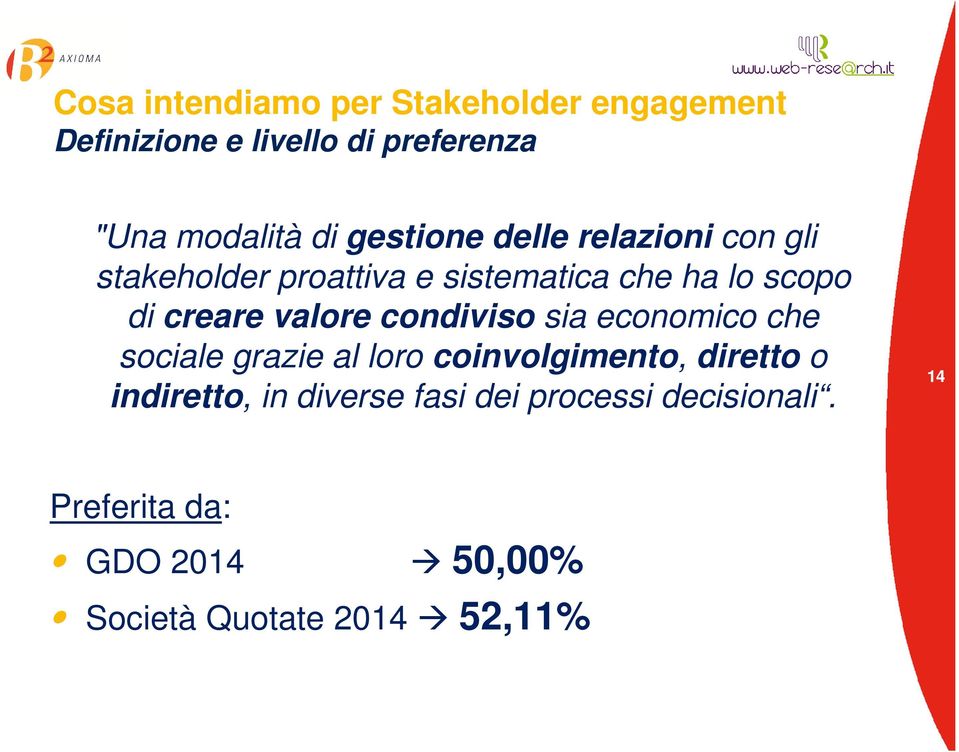 valore condiviso sia economico che sociale grazie al loro coinvolgimento, diretto o indiretto,