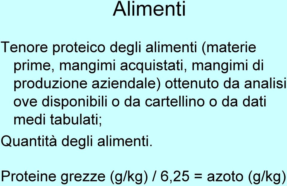 analisi ove disponibili o da cartellino o da dati medi