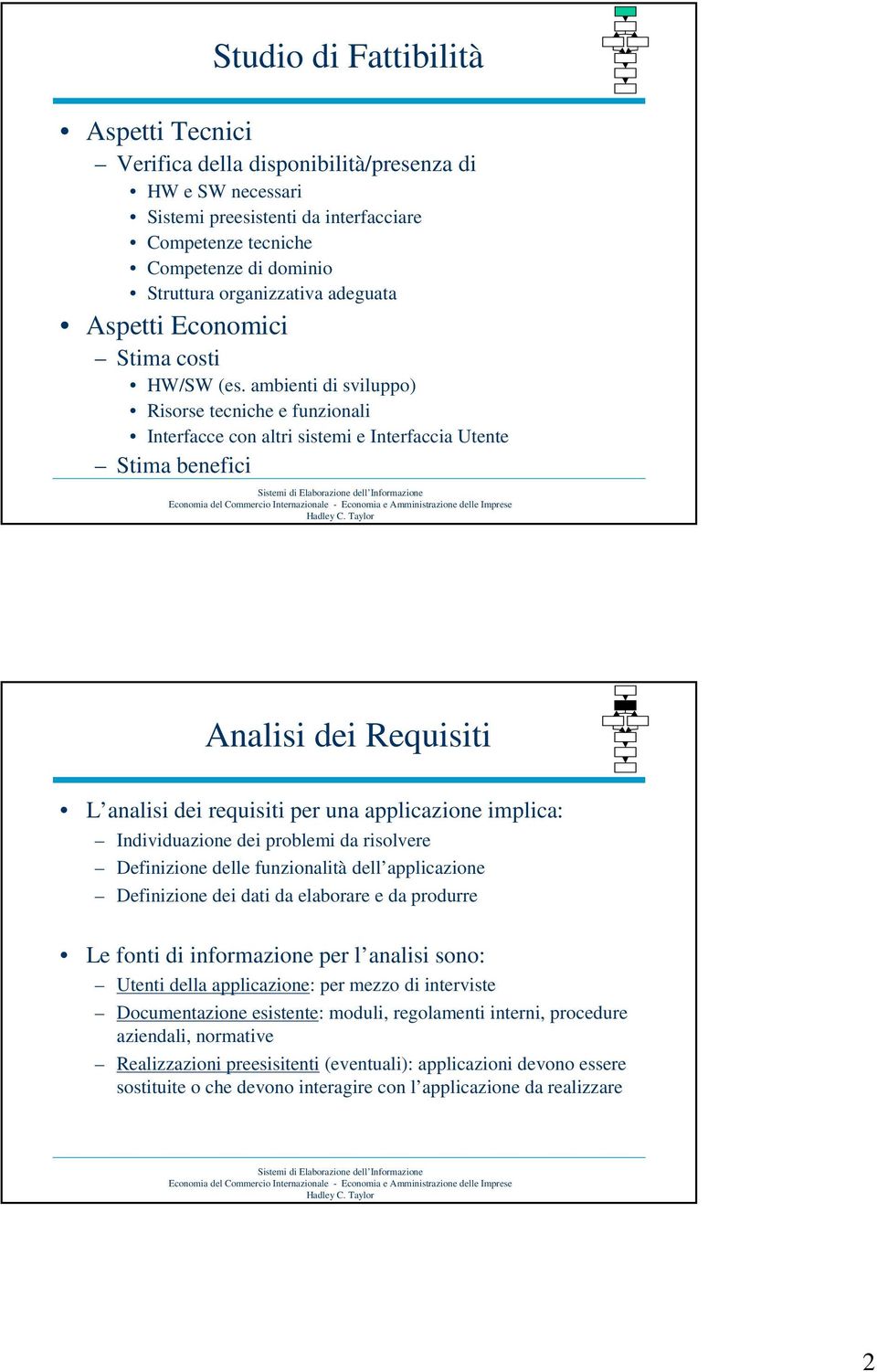 ambienti di sviluppo) Risorse tecniche e funzionali Interfacce con altri sistemi e Interfaccia Utente Stima benefici Analisi dei Requisiti L analisi dei requisiti per una applicazione implica: