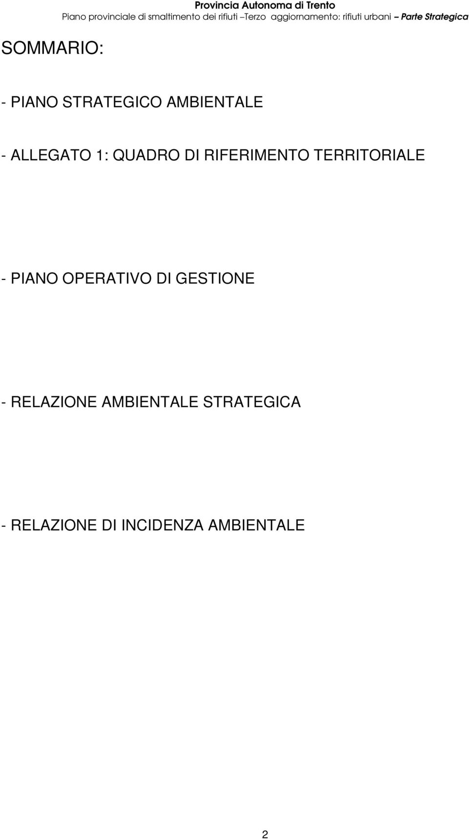 RIFERIMENTO TERRITORIALE - PIANO OPERATIVO DI GESTIONE