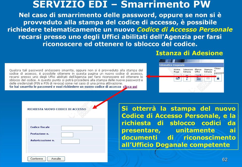 dell'agenzia per farsi riconoscere ed ottenere lo sblocco del codice.