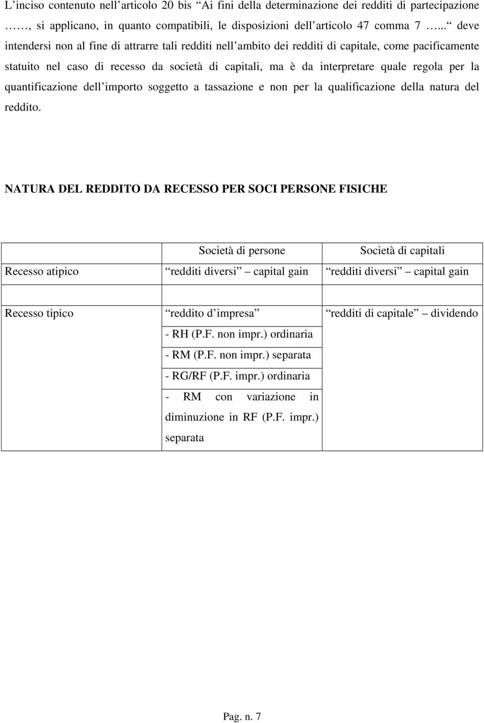 per la quantificazione dell importo soggetto a tassazione e non per la qualificazione della natura del reddito.