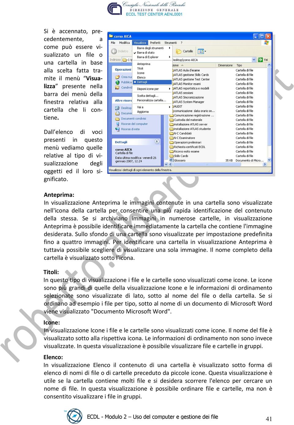 Anteprima: In visualizzazione Anteprima le immagini contenute in una cartella sono visualizzate nell'icona della cartella per consentire una più rapida identificazione del contenuto della stessa.