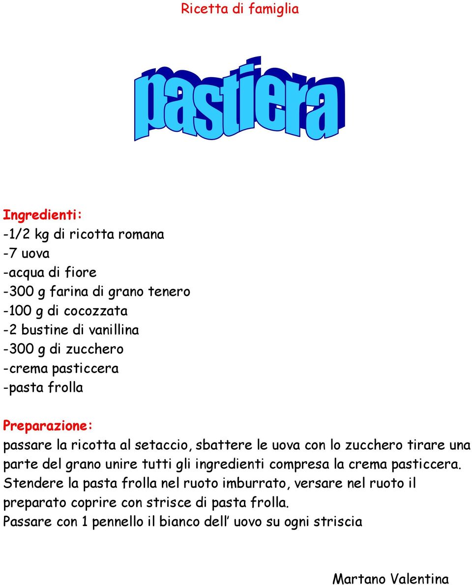 lo zucchero tirare una parte del grano unire tutti gli ingredienti compresa la crema pasticcera.