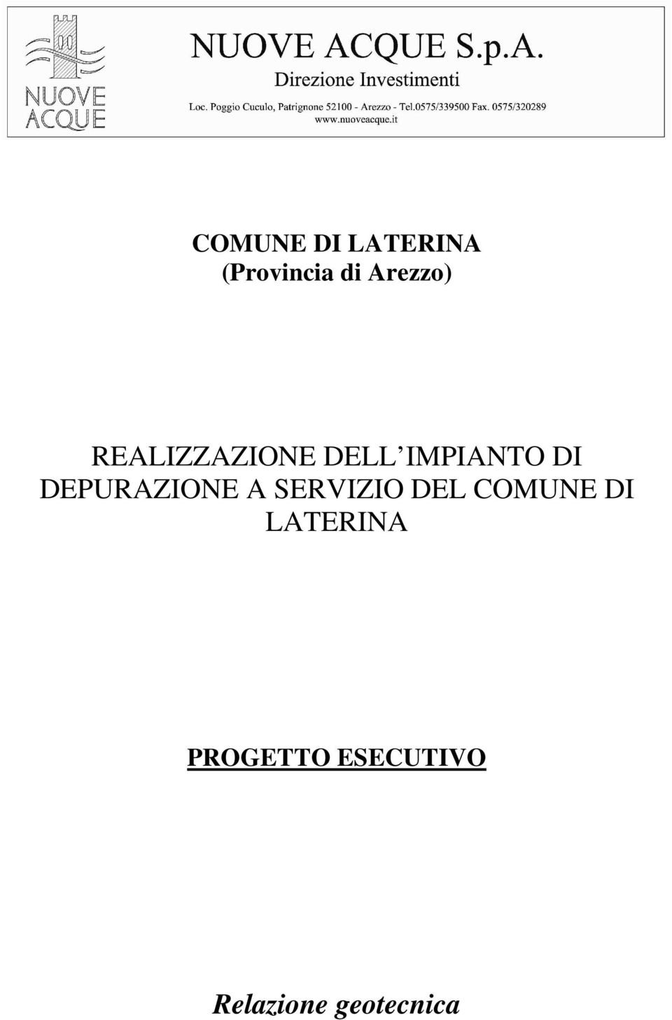 DEPURAZIONE A SERVIZIO DEL COMUNE DI