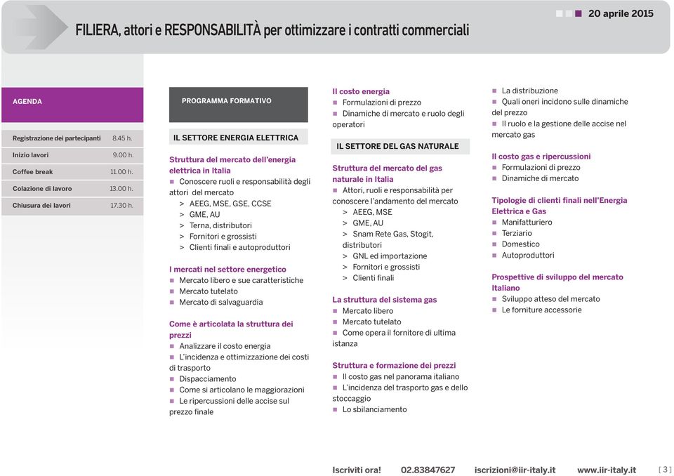 IL SETTORE ENERGIA ELETTRICA Struttura del mercato dell energia elettrica in Italia Conoscere ruoli e responsabilità degli attori del mercato > AEEG, MSE, GSE, CCSE > GME, AU > Terna, distributori >