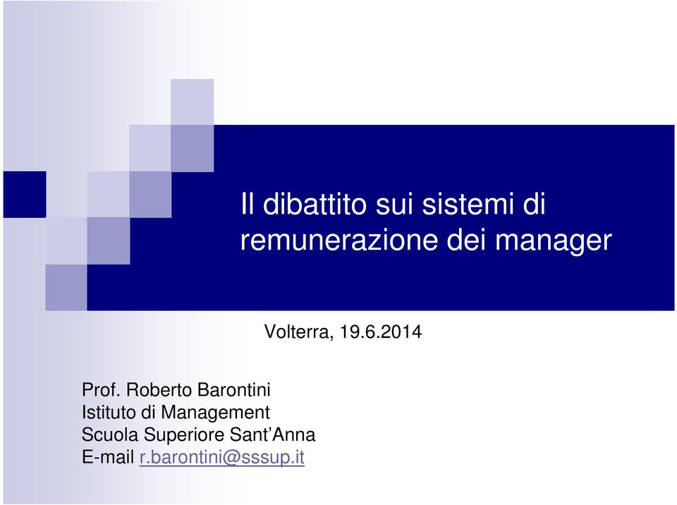 Roberto Barontini Istituto di Management