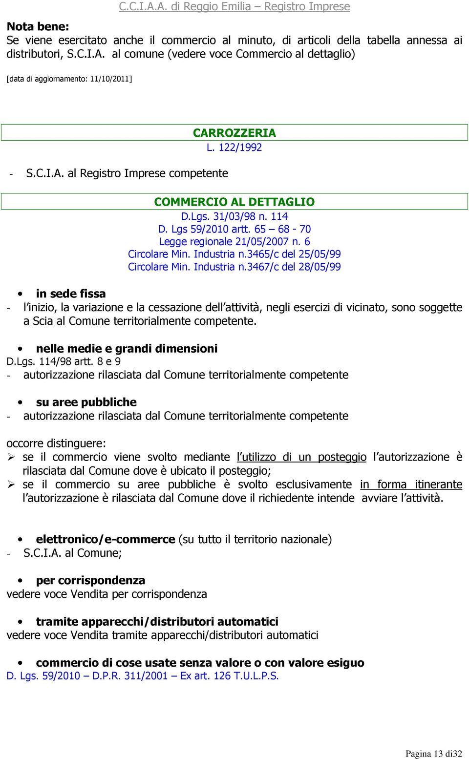 3465/c del 25/05/99 Circolare Min. Industria n.