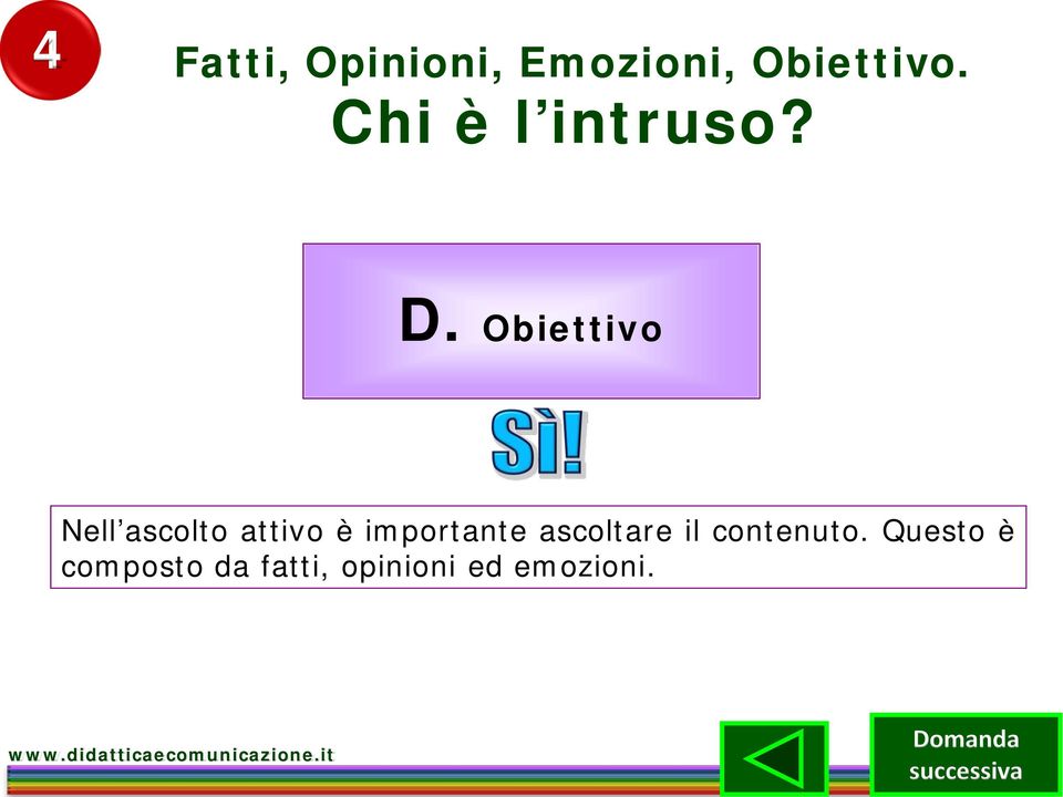 Obiettivo Nell ascolto attivo è importante