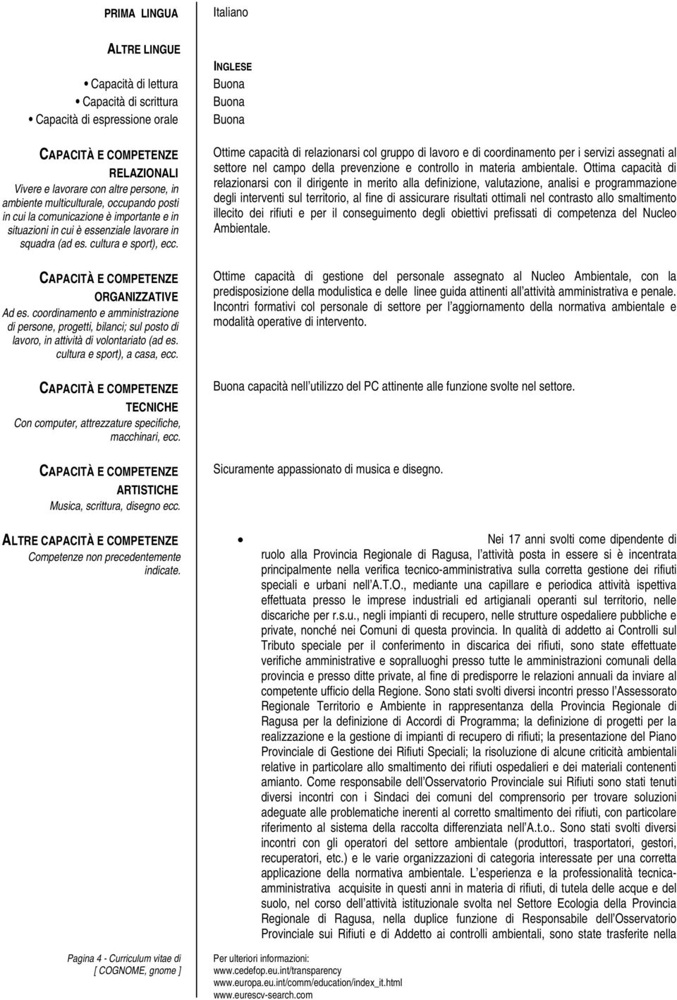 coordinamento e amministrazione di persone, progetti, bilanci; sul posto di lavoro, in attività di volontariato (ad es. cultura e sport), a casa, ecc.