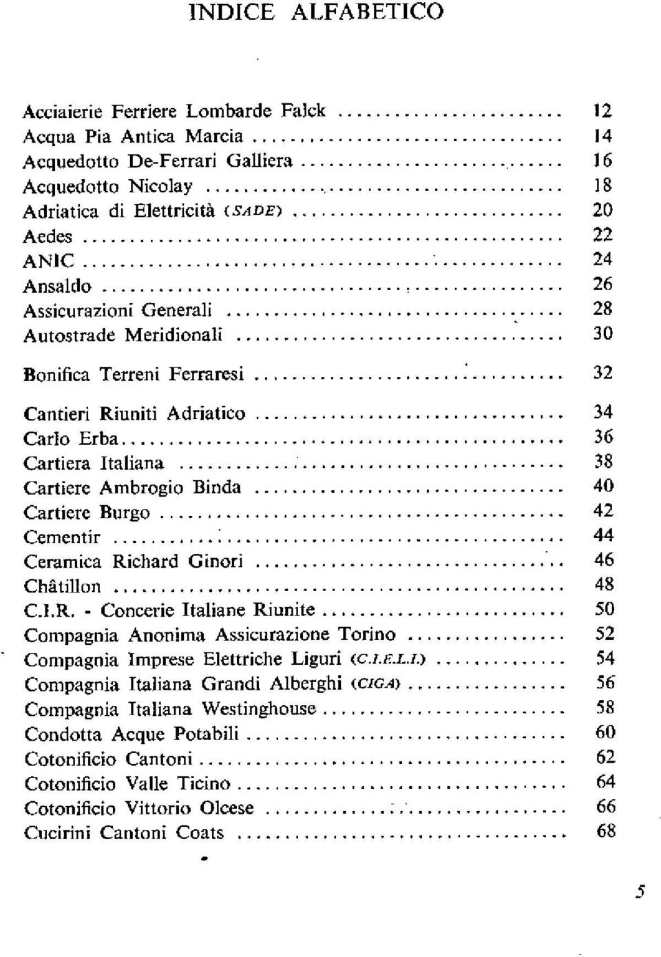 .. Ceramica Richard Cinori... Chatillon... C.I.R. - Concerie Italiane Riunite... Compagnia Anonima Assicurazione Torino... Compagnia Imprese Elettriche Liguri (C.I.EL.I.> Compagnia Italiana Grandi Alberghi (CIGA).