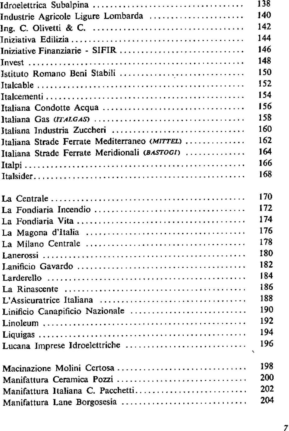 .. Italsider... La Centrale... La Fondiaria Incendio... La Fondiaria Vita... La Magona d'italia... La Milano Centrale... Lanerossi... Lanificio Gavardo... Larderello... La Rinascente.