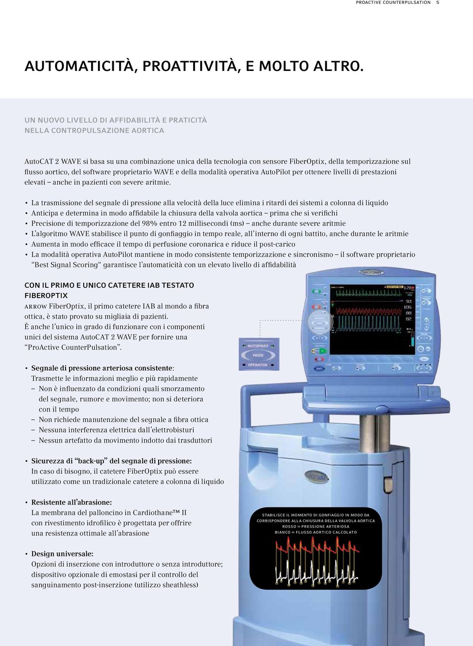 aortico, del software proprietario WAVE e della modalità operativa AutoPilot per ottenere livelli di prestazioni elevati anche in pazienti con severe aritmie.