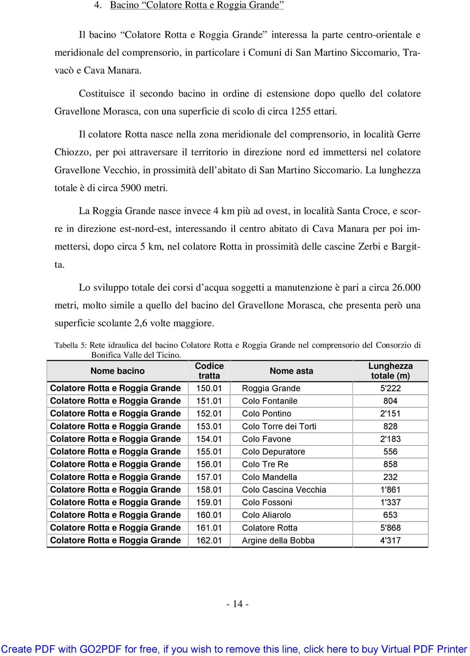 Il colatore Rotta nasce nella zona meridionale del comprensorio, in località Gerre Chiozzo, per poi attraversare il territorio in direzione nord ed immettersi nel colatore Gravellone Vecchio, in