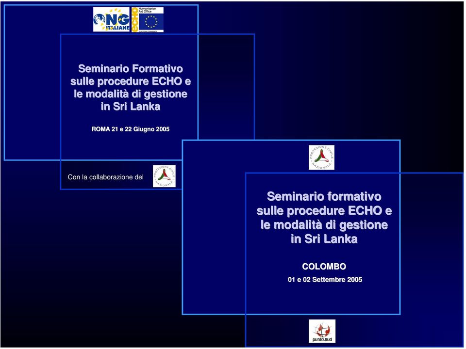 collaborazione del Seminario formativo sulle procedure ECHO