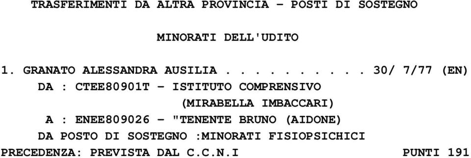 ......... 30/ 7/77 (EN) DA : CTEE80901T - ISTITUTO COMPRENSIVO