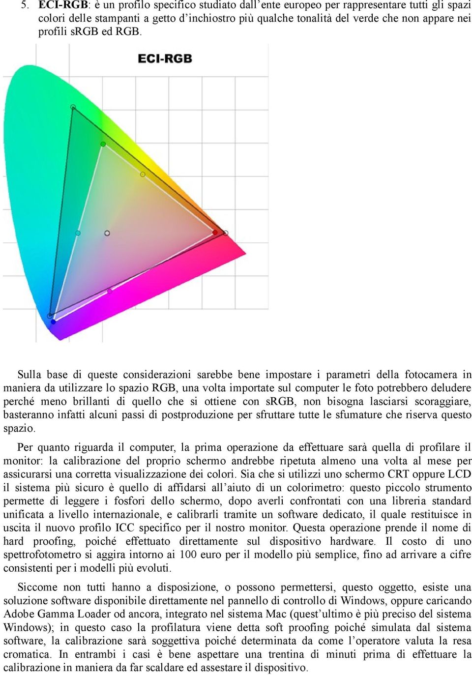 Sulla base di queste considerazioni sarebbe bene impostare i parametri della fotocamera in maniera da utilizzare lo spazio RGB, una volta importate sul computer le foto potrebbero deludere perché