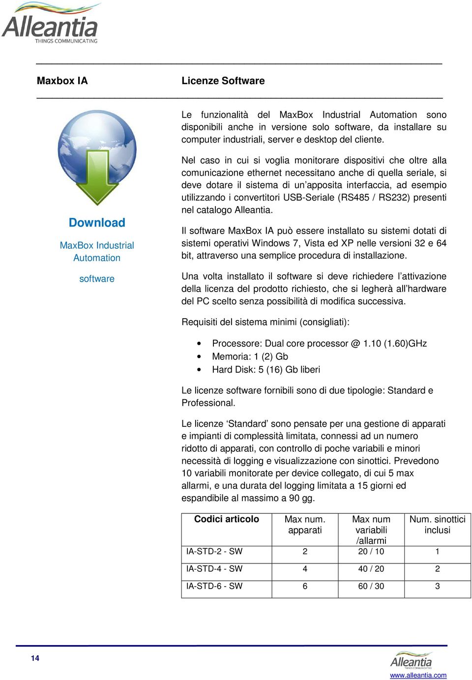 un apposita interfaccia, ad esempio utilizzando i convertitori USB-Seriale (RS485 / RS232) presenti nel catalogo Alleantia.