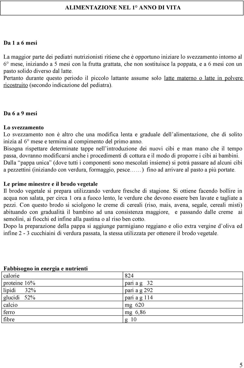 Pertanto durante questo periodo il piccolo lattante assume solo latte materno o latte in polvere ricostruito (secondo indicazione del pediatra).