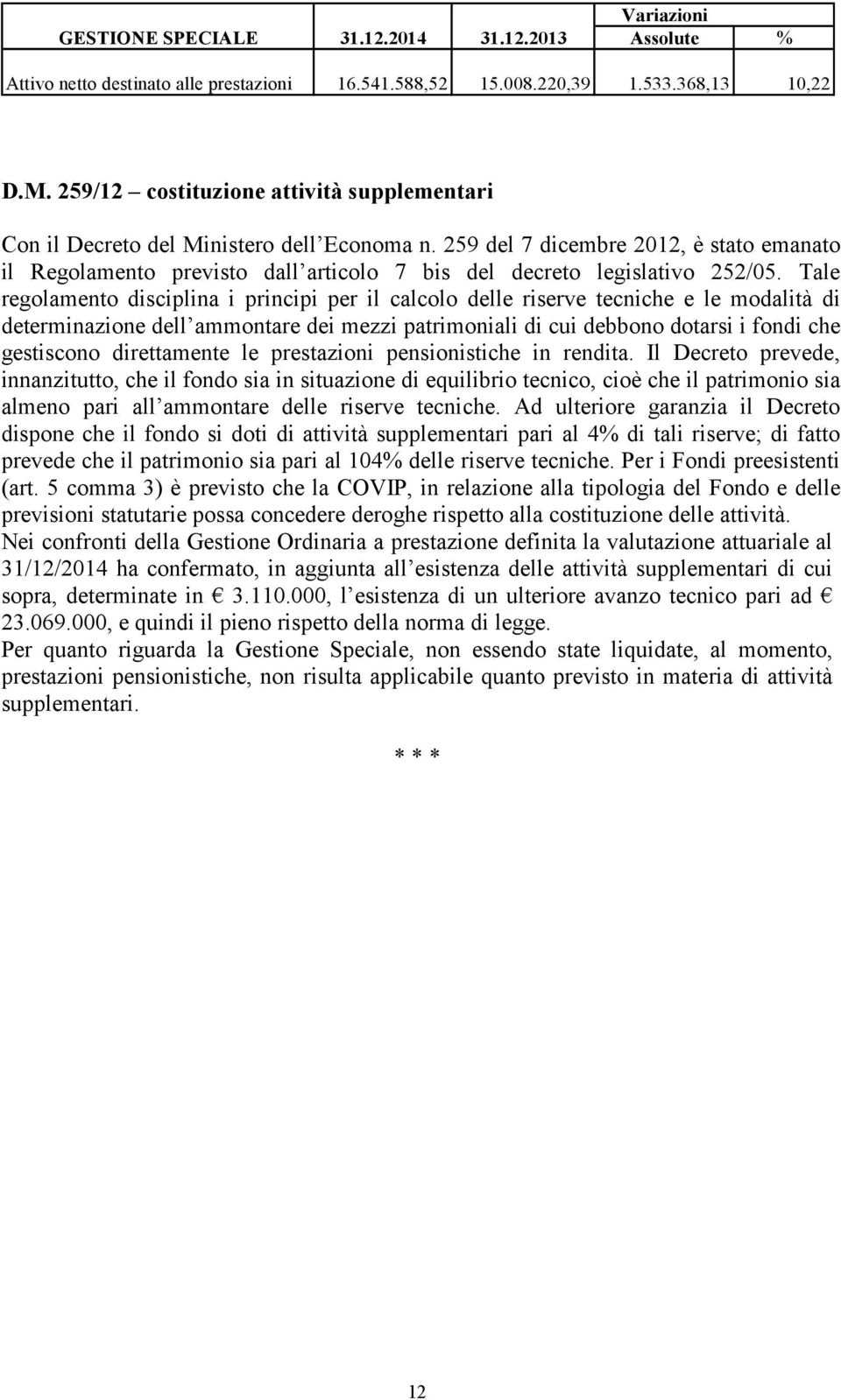 Tale regolamento disciplina i principi per il calcolo delle riserve tecniche e le modalità di determinazione dell ammontare dei mezzi patrimoniali di cui debbono dotarsi i fondi che gestiscono