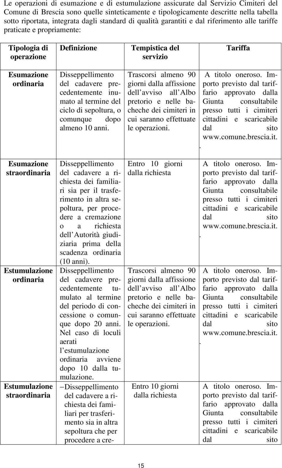 straordinaria Estumulazione ordinaria Estumulazione straordinaria Disseppellimento del cadavere precedentemente inumato al termine del ciclo di sepoltura, o comunque dopo almeno 10 anni.