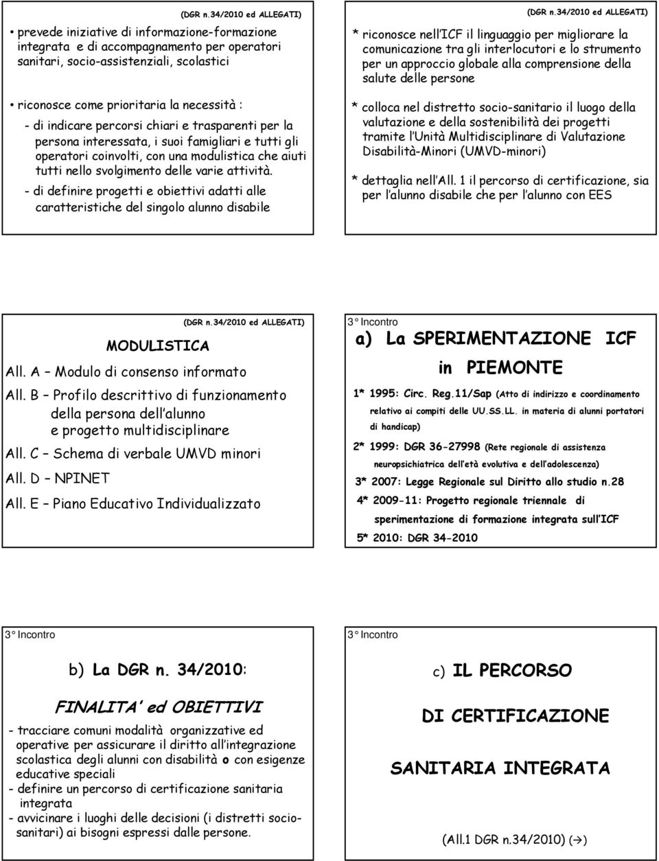 di indicare percorsi chiari e trasparenti per la persona interessata, i suoi famigliari e tutti gli operatori coinvolti, con una modulistica che aiuti tutti nello svolgimento delle varie attività.