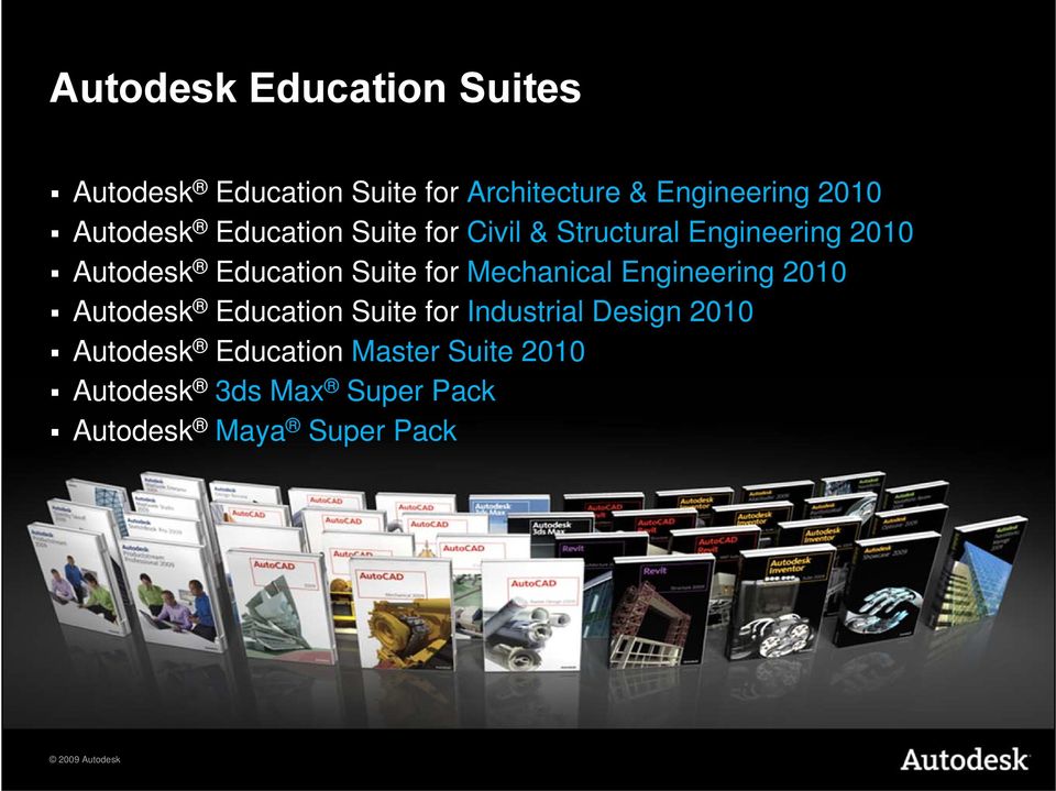 Suite for Mechanical Engineering 2010 Autodesk Education Suite for Industrial Design