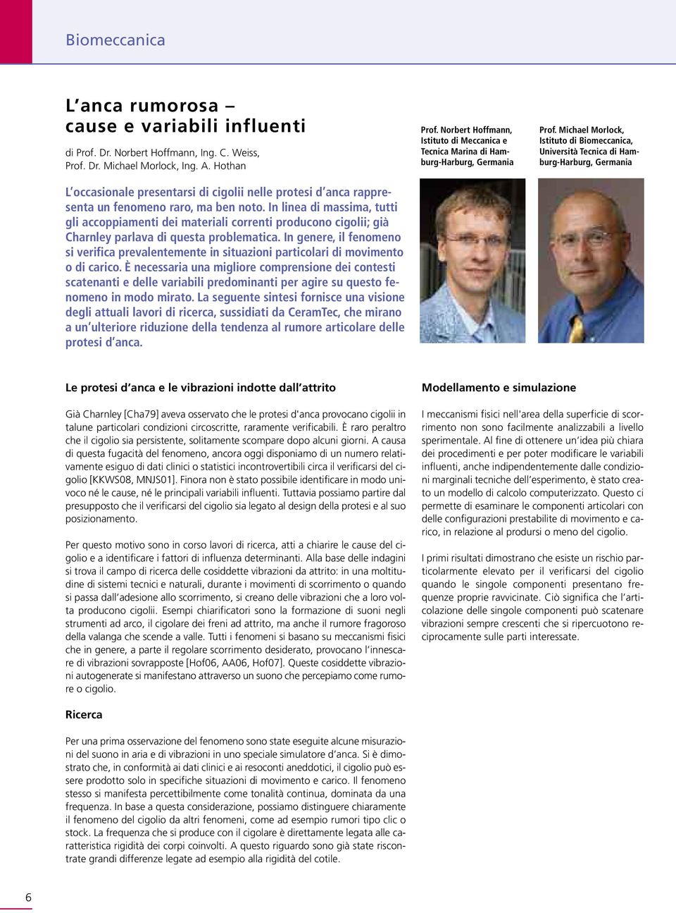 In linea di massima, tutti gli accoppiamenti dei materiali correnti producono cigolii; già Charnley parlava di questa problematica.