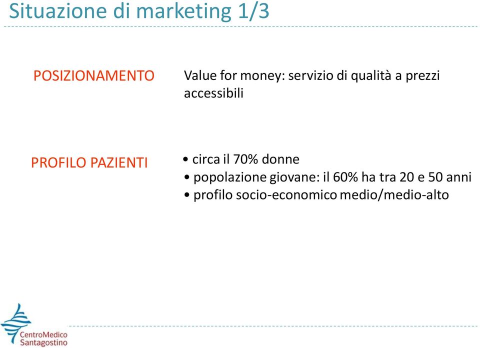 PAZIENTI circa il 70% donne popolazione giovane: il 60%