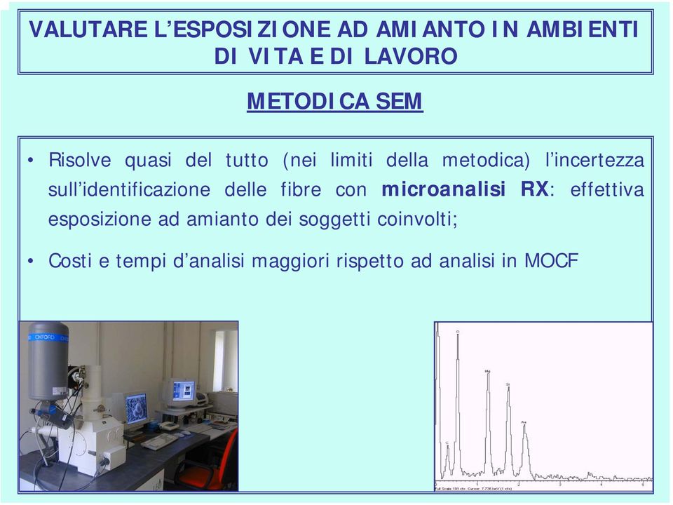 identificazione delle fibre con microanalisi RX: effettiva esposizione ad