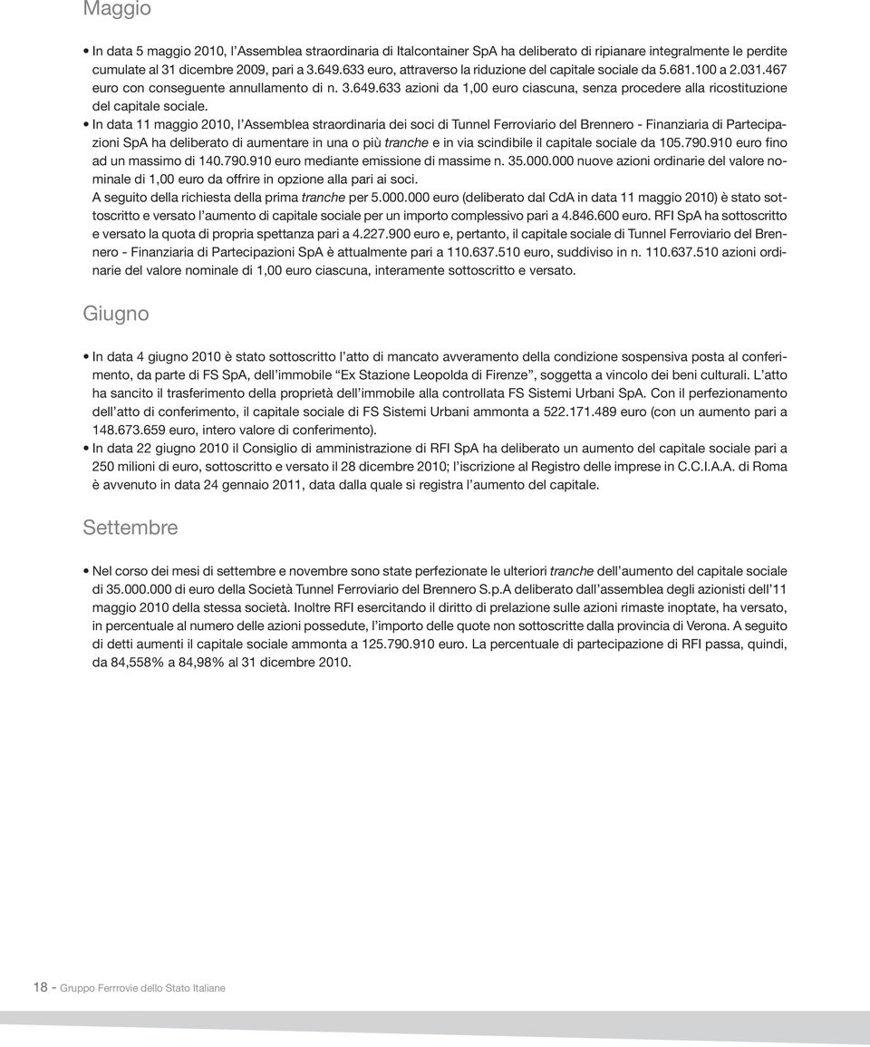 633 azioni da 1,00 euro ciascuna, senza procedere alla ricostituzione del capitale sociale.