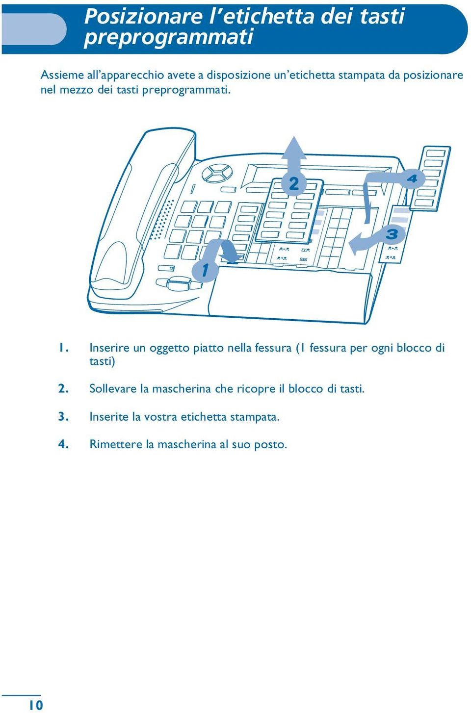 Inserire un ggett piatt nella fessura (1 fessura per gni blcc di tasti) 2.