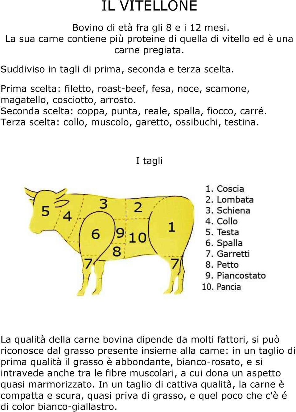 Terza scelta: collo, muscolo, garetto, ossibuchi, testina.