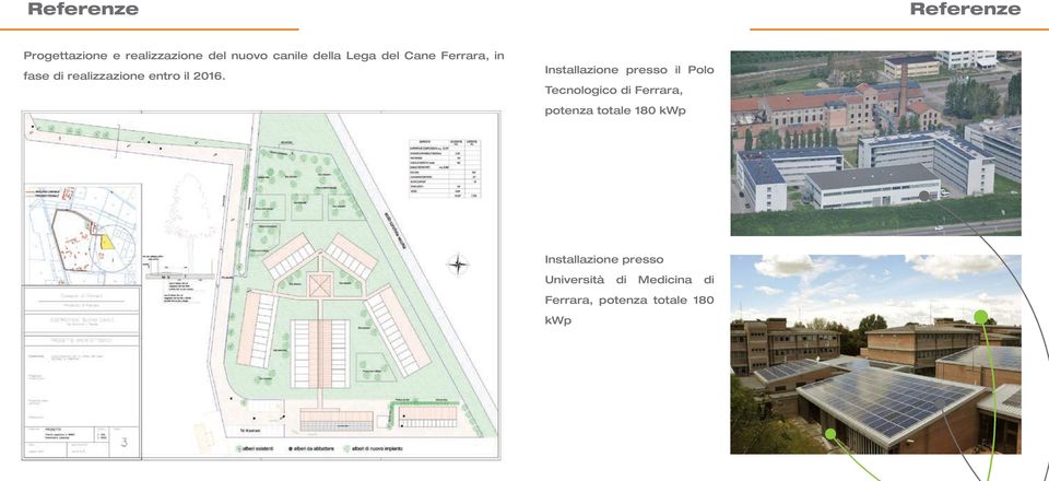 Installazione presso il Polo Tecnologico di Ferrara, potenza totale 180