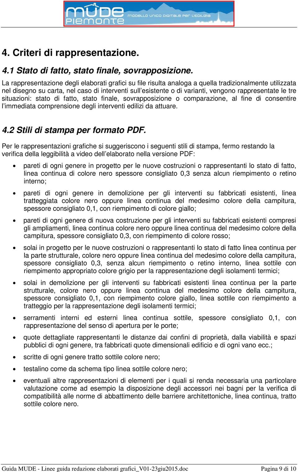 rappresentate le tre situazioni: stato di fatto, stato finale, sovrapposizione o comparazione, al fine di consentire l immediata comprensione degli interventi edilizi da attuare. 4.