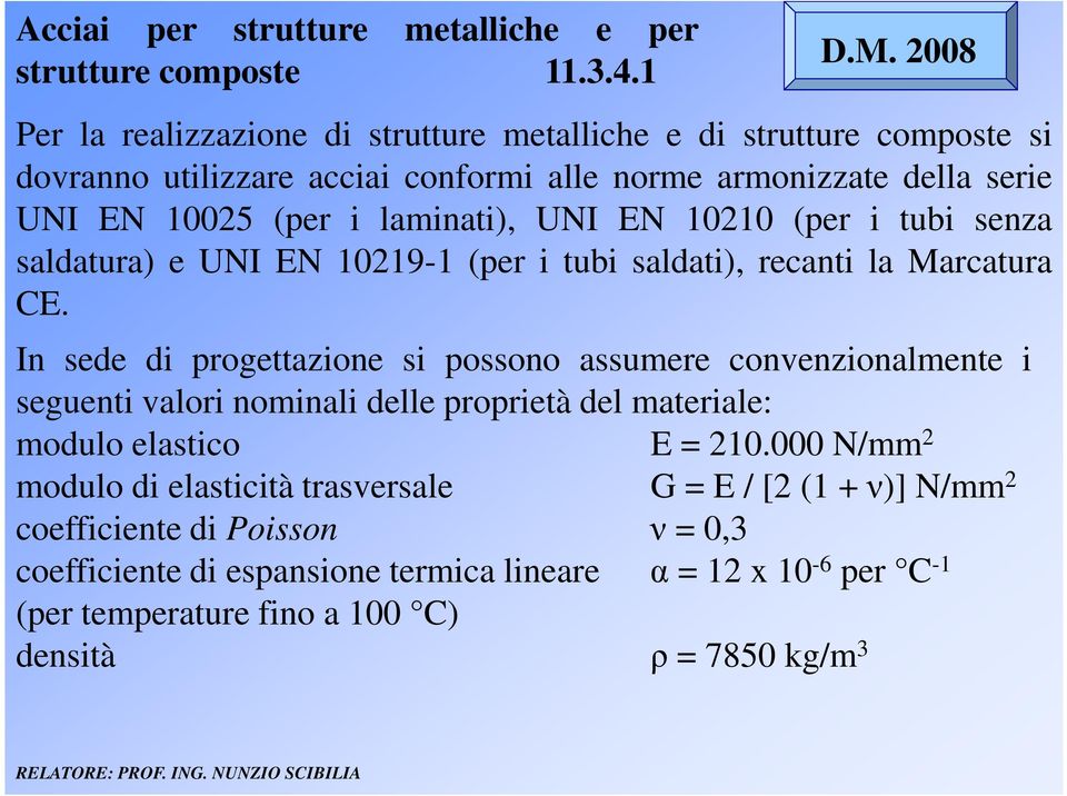 UNI EN 10210 (per i tubi senza saldatura) e UNI EN 10219-1 (per i tubi saldati), recanti la Marcatura CE.