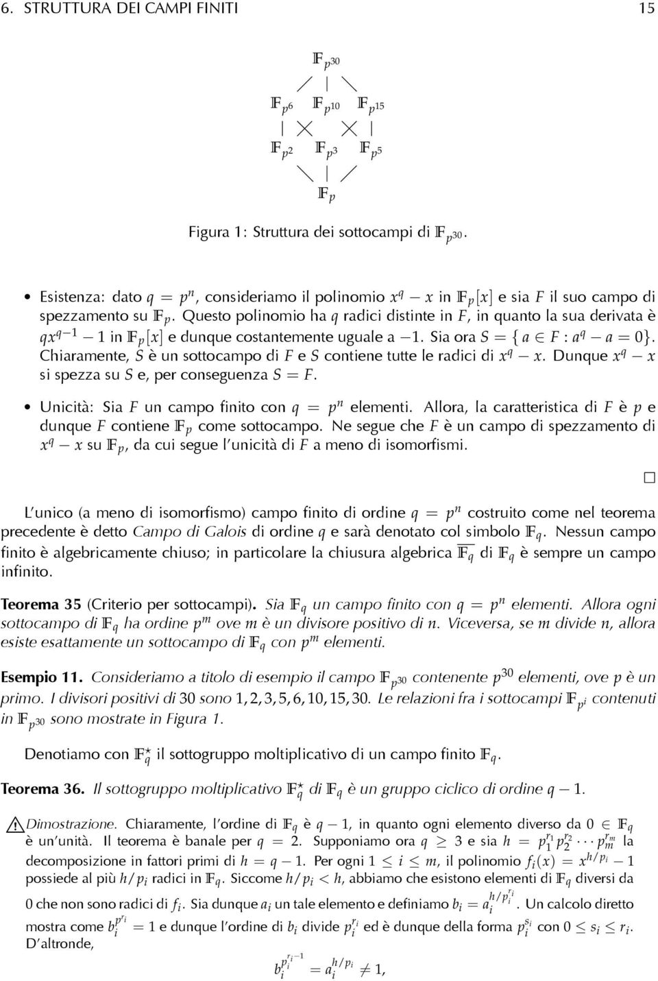 Questo polinomio ha q radici distinte in F, in quanto la sua derivata è qx q 1 1 in F p [x] e dunque costantemente uguale a 1. Sia ora S = { a F : a q a = 0}.