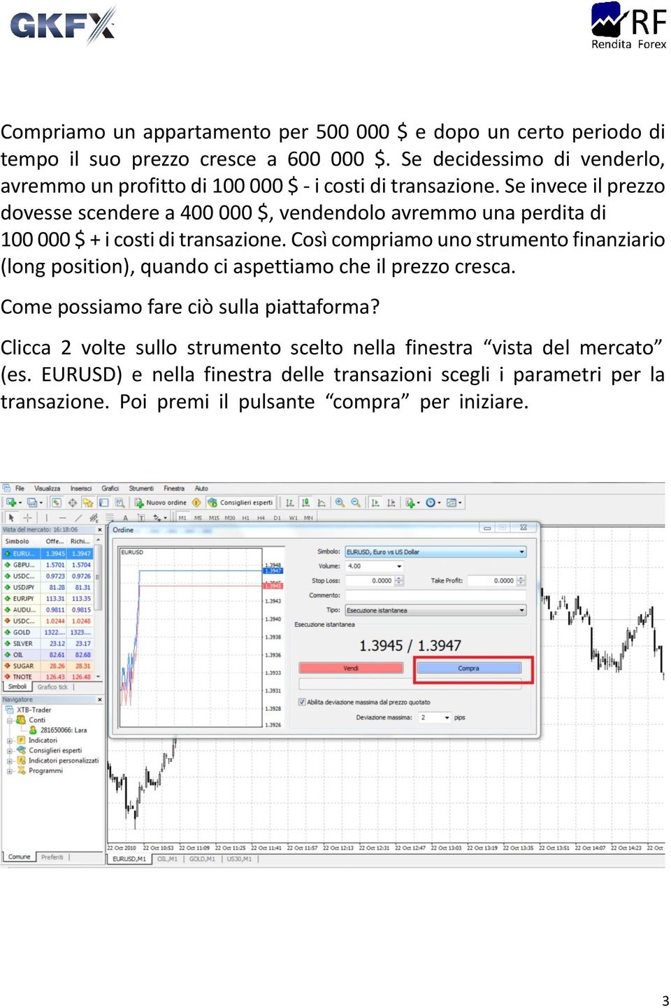 Se invece il prezzo dovesse scendere a 400 000 $, vendendolo avremmo una perdita di 100 000 $ + i costi di transazione.