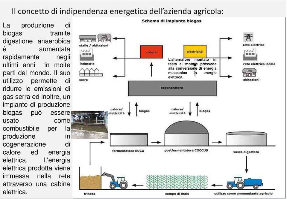 Il suo utilizzo permette di ridurre le emissioni di gas serra ed inoltre, un impianto di produzione biogas può essere usato come combustibile per