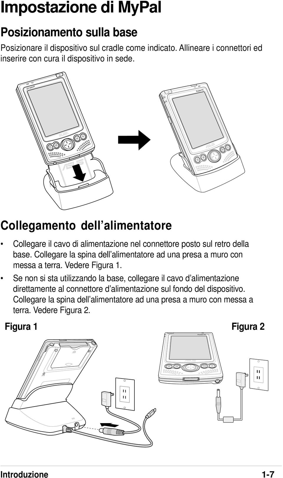 Collegamento dell alimentatore Collegare il cavo di alimentazione nel connettore posto sul retro della base.