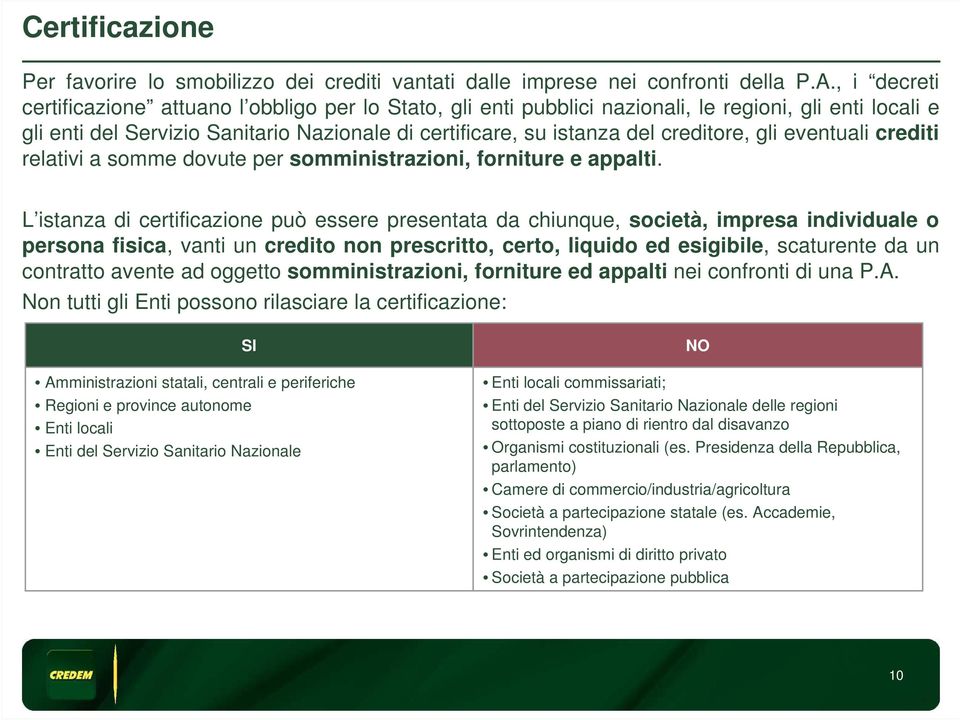 creditore, gli eventuali crediti relativi a somme dovute per somministrazioni, forniture e appalti.