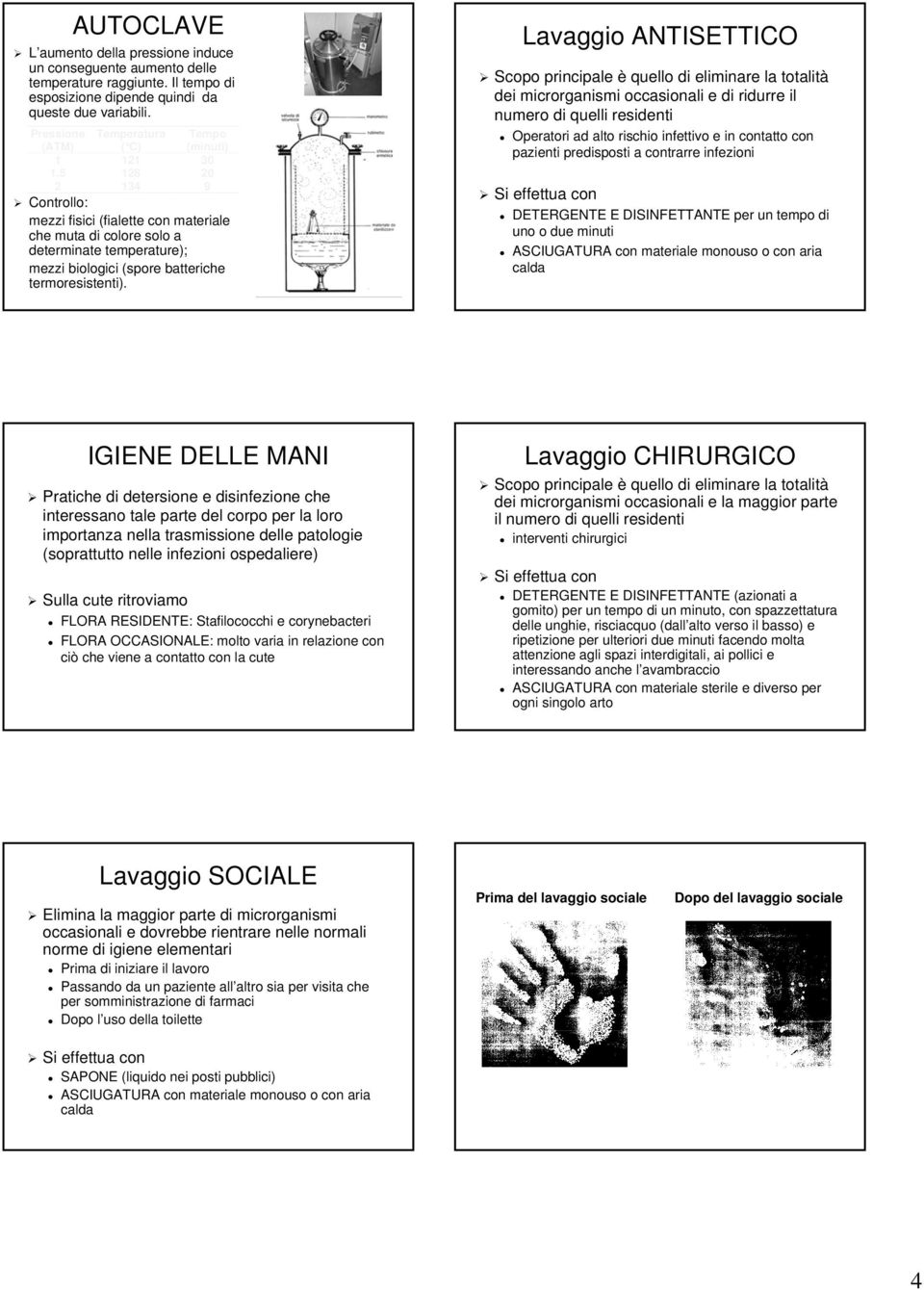 5 128 20 2 134 9 Controllo: mezzi fisici (fialette con materiale che muta di colore solo a determinate temperature); mezzi biologici (spore batteriche termoresistenti).